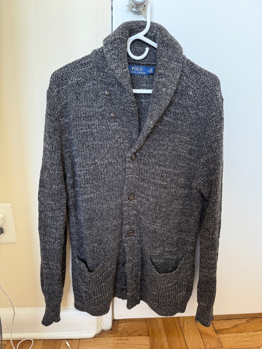 Polo by Ralph Lauren Men's Dark Gray Shawl Collar Cardigan Sweater